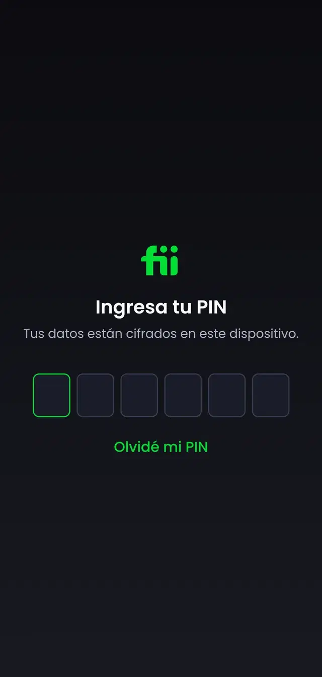 Pantalla de desbloqueo de la app: los datos se guardan cifrados en el propio teléfono